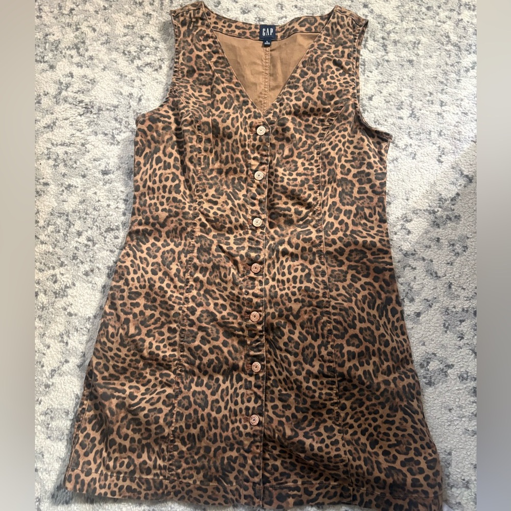 GAP Sleeveless Leopard Print Button-Front mini dr… - image 2